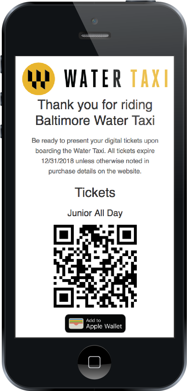 What a purchased ticket looks like when viewed on iPhone