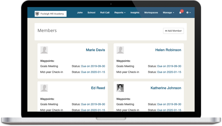 Folio Collaborative Workspaces Members Screen