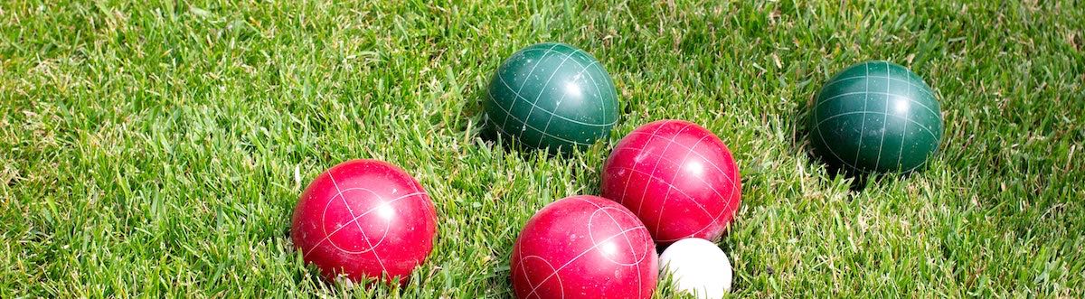 Bocce balls on a field