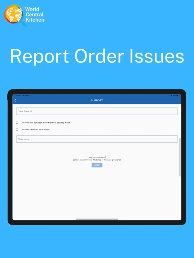 Restaurants can report issues with orders